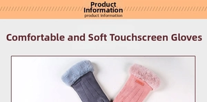 Details von Winter-Wildlederhandschuhen mit Pelzbesatz und Touchscreen-Stickerei am Finger