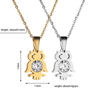 Tabla de tallas para colgantes de búho en oro y plata con circonitas y cadena de 45cm