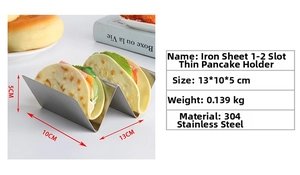 304 stainless steel taco holder rack with 2 slots, size 13x10x5cm and 0.139kg weight
