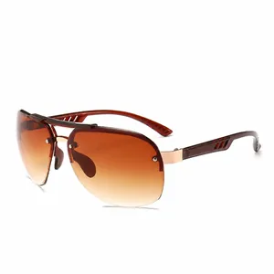 Classic aviator sunglasses with brown gradient lenses and golden metal frame for men