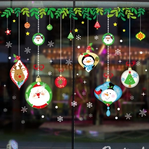 Stickers de Noël pour fenêtres avec Père Noël renne et bonhomme de neige décoration