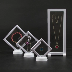 3D Zwevend Sieraden Display Doos PE Film Transparant Frame Anti-Oxidatie Opbergbox Voor Ringen Kettingen Munten