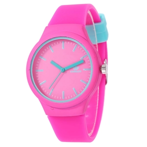 Pink and blue sporty silicone watch for students featuring a vibrant dual-tone design