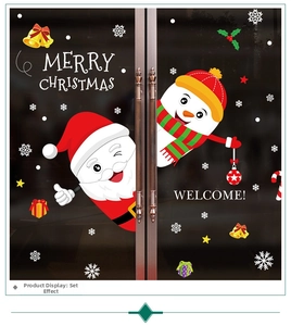 Adesivi natalizi con Babbo Natale e fiocchi di neve per decorazione vetrine negozi
