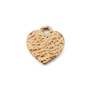 Hammered Heart Pendant Stainless Steel Charms DIY Necklace Bracelet Making Irregular Surface Gold Silver Jewelry