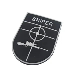 Tactical Sniper embroidered morale patch with rifle silhouette and crosshair design