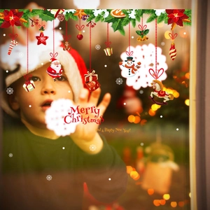 Christmas window stickers with Santa and Snowman for festive home and shop wall decor