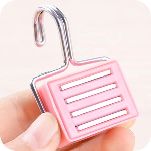 Pink magnetic hook with metal U-shape hanger for refrigerator and microwave storage