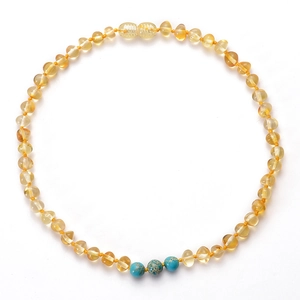 Collier De Dentition Pour Bébé En Ambre De La Baltique Avec Perles De Turquoise Améthyste Quartz Rose Fait À La Main