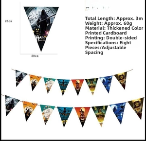 Detail of 3m Halloween banner showing double-sided printing on thick cardstock paper