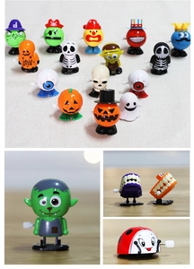 Detail of assorted wind-up Halloween toys including pumpkins, skulls and ghosts