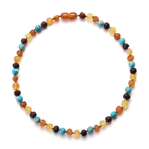 Natural Baltic Amber Gemstone Beaded Necklace Handmade Polished Irregular Round Screw Safety Clasp For Baby Toddler Infant