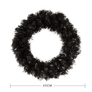 Black 40cm Halloween Christmas PVC wreath with lights for festive window decoration