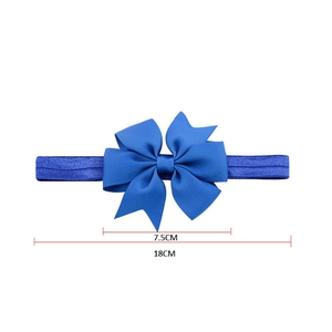 Blue ribbon fishtail bow baby headband, 7.5cm bow width and 18cm band length
