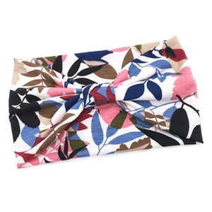 Bohemian floral wide headband with pink and blue leaf patterns for women sports