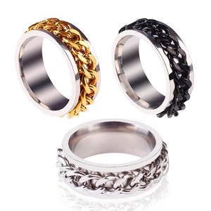 Stainless Steel Spinner Chain Ring For Men Rotatable Bottle Opener Punk Style Cool Jewelry
