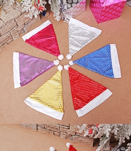 Détails de bonnets de Noël à paillettes étincelantes en six couleurs pour la fête