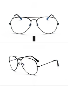Detailed views of classic matte black aviator metal frame with a double bridge design