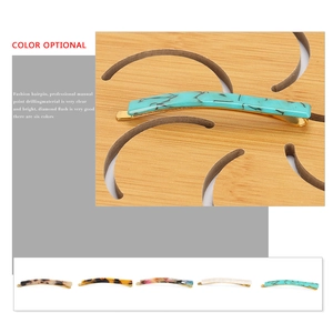 Fashion acetate hair clip set in turquoise marble pattern with golden metal base clamp