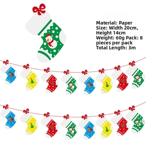Detailed size specifications for a 3m Christmas paper bunting with 20x14cm sock pennants