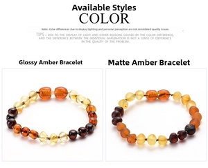 Close-up of polished and matte fire amber beads for children's bracelets
