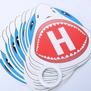 Shark ocean theme party banner cards with letter H and white tape for party decor