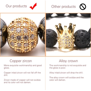 Macro detail of high-quality copper zircon bead vs low-grade alloy jewelry accessory
