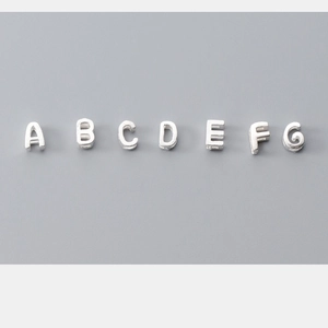 DIY S925 sterling silver alphabet beads letters A-G for personalized jewelry making