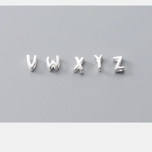 Minimalist S925 sterling silver hollow alphabet beads V to Z for DIY bracelet making