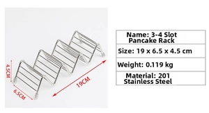 Detailed view of 201 stainless steel taco holder with dimensions 19x6.5x4.5cm and wavy design