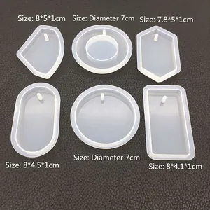 Lot de 6 moules en silicone géométriques pour pendentifs DIY avec trous de suspension