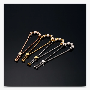 Adjustable 6mm crystal bead bracelets in rose gold, gold, silver, and black finishes
