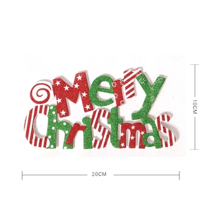 Décoration de Noël rouge et verte scintillante Merry Christmas pour sapin, 20x10cm