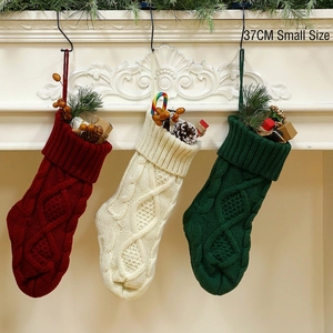 Christmas Stockings Knit Acrylic Cable Diamond Pattern Hanging Gift Bags Holiday Fireplace Decor