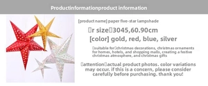 Detailed size guide for 30-90cm holographic laser cut paper star lanterns for holidays