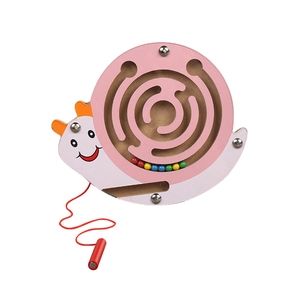 Wooden snail magnetic bead maze puzzle for kids early learning and motor skills toy