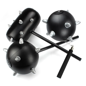 Inflatable black spiked mace and morning star set with silver decorative studs