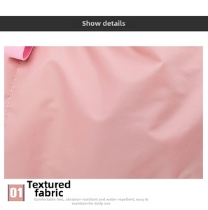 Macro detail of pink water-repellent fabric with durable stitching for travel yoga bag