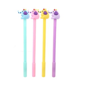 Creative cartoon elephant neutral pens in blue pink yellow and purple four pack set