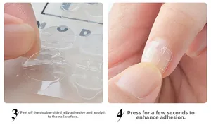 Detailed step-by-step guide for applying waterproof jelly glue tabs to false nail tips