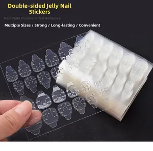 Detail of transparent waterproof double-sided jelly adhesive tabs for press-on nails
