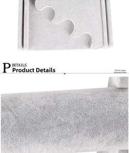 Close-up of high-quality grey velvet texture and stable base of the 3-tier bracelet stand
