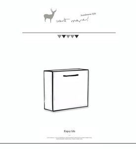 Minimalist white gift paper bag with black borders and premium Nordic style rope handles
