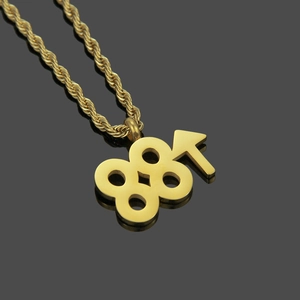 Hip-Hop-Halskette mit goldenem Anhänger in Form der Nummer 88 an einer Kordelkette