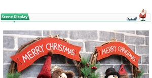 Detailed Christmas wreath featuring a woven vine base, red berries, and a knitted snowman doll