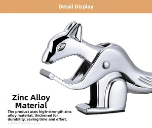 Close-up of squirrel-shaped nutcracker made of high-strength polished zinc alloy