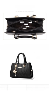 Detailed dimension chart showing 30cm width and 19.5cm height of the PU leather handbag