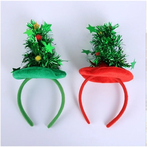Lot de serre-têtes de Noël avec sapins en guirlandes, pompons colorés et étoiles dorées