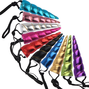 Colorful metallic unicorn horns for hair accessories shown in ten vibrant color variations