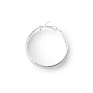 Fashionable oversized geometric silver round hoop earrings with a polished finish for women